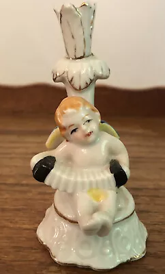 Occupied Japan Vintage Small Bud Vase Cherub Angel Playing Accordion Ceramic 4” • $18