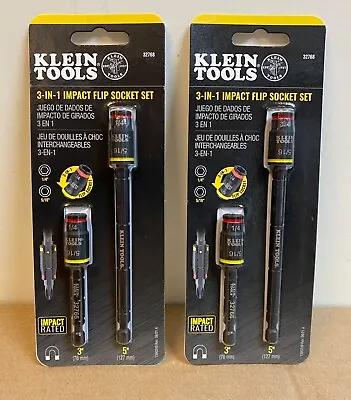 LOT Of 2 Klein Tools 32768 3-in-1 Impact Flip Socket Set 1/4 & 5/16  • $24.99