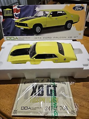 1:18 DDA FORD XB GT FALCON Sedan Yellow Blaze 1974 • $185
