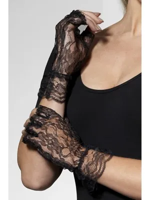 £5.49 • Buy 80s Madonna Black Lace Fancy Dress Costume Gothic Fingerless Short Gloves