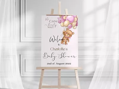 Personalised Baby Shower Welcome Sign Poster Wall Art Print Picture Bear • £7.99