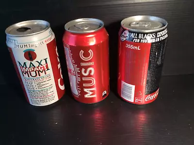 3 Different Coke Cola “ New Zealand Issue “ Soft Drink  Issue 355ml. Cans “ A “ • $10