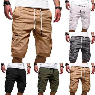 Men Fashion Casual Chino Cargo Shorts Pants Multi 6-Pocket Summer Beach Trousers • $15.99