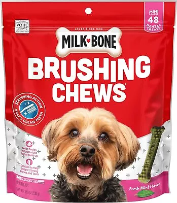 Milk-Bone Fresh Breath Brushing Chews 48 Mini Daily Dental Dog Treats • $28.91