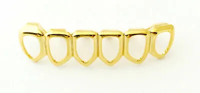 Hip Hop 14K Gold Plated Mouth Teeth Grills Grillz Open Face 6 Bottom Lower New • $9.99