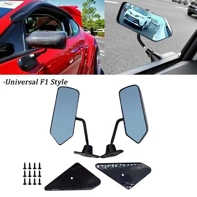 Car Side Mirrors With Bolt Universal F1 Style Convex Glass Glossy Black RH/LH • $35.53