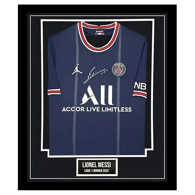 Signed Lionel Messi Framed PSG Shirt - Ligue 1 Winner 2022 +COA • £2499.99