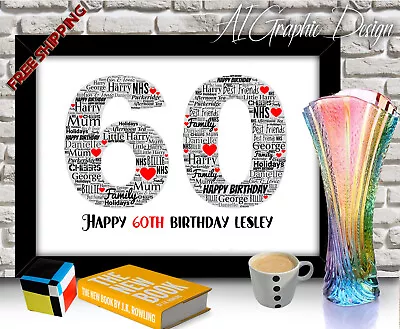 Word Art Personalised Keepsake Birthday Anniversary Gift Framed High Resoulution • £5