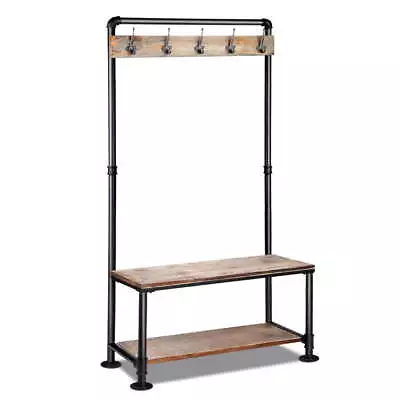 Artiss Clothes Rack Coat Stand Garment Organizer Retro Hanger Wooden Airer Shelf • $98.11