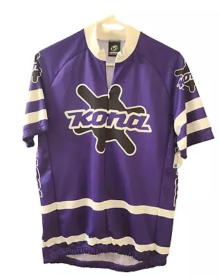 Kona Cycling Jersey Purple & Black With Cup Holders Zip Up Sz Med • $40.50