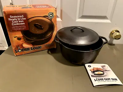 Lodge Logic Cookware Cast Iron Dutch Oven With Lid 5 Quart Black L8DOL3 • $55.19
