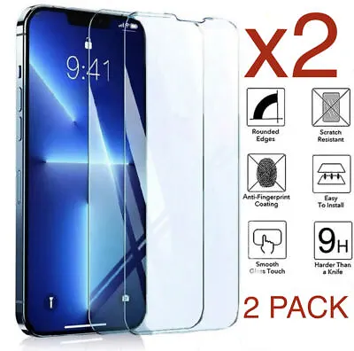 $1.99 • Buy 2x Tempered Glass Screen Protector For IPhone 8 X XR XS 11 12 13 14 Pro Max Plus
