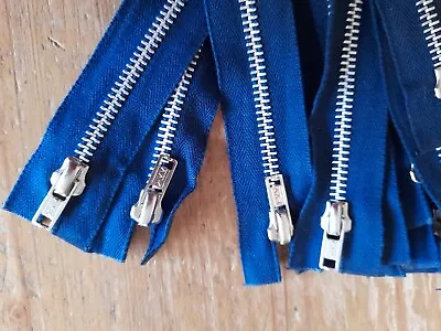 Vintage New #5 Ykk Metal Silver Teeth Open Ended Zip Navy Blue 18  • £2.75