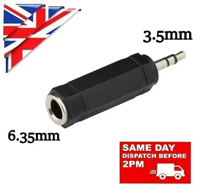 £3.45 • Buy BIG To SMALL 6.35mm FEMALE To 3.5mm MALE JACK PLUG AUDIO STEREO ADAPTER ADAPTOR
