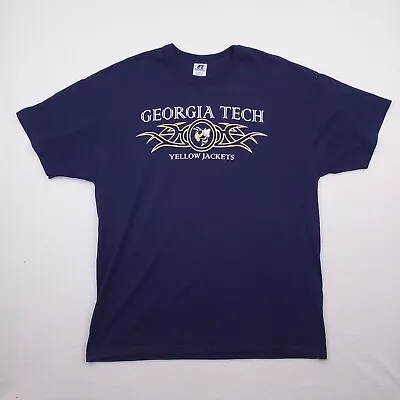 Vintage Georgia Tech Shirt Mens Extra Large Blue Russell Nublend Yellow Jackets • $29.99