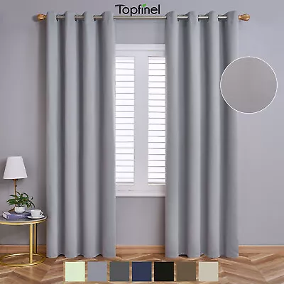 £21.99 • Buy 2pcs Ready Made Thick Thermal Blackout Curtains Eyelet Ring Top Or Pencil Pleat