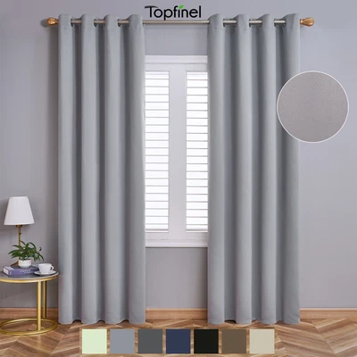 £21.99 • Buy 2pcs Ready Made Thick Thermal Blackout Curtains Eyelet Ring Top Or Pencil Pleat