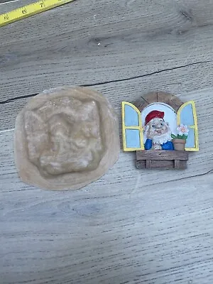 Cute Little Window Gnome Plaque Latex Rubber Mold Fairy Garden Craft Mold • £7.50