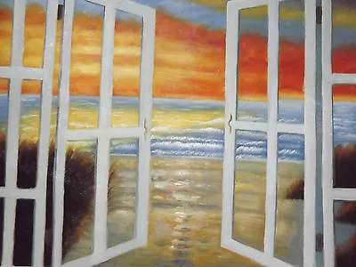 £31.95 • Buy Sea View Ocean Large Oil Painting Canvas Seascape Ocean Waves Modorn Original