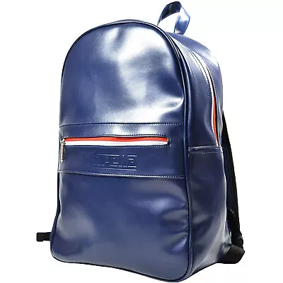 Lambretta Mens Essential Retro Zipped Backpack Rucksack Bag - Navy • £27.95