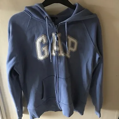 Gap Women's Hoodie M Blue Spell Out  Cotton With Polyester Full Zip  Vintage • £11.99