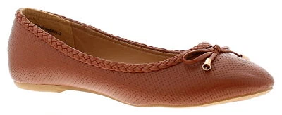 £15 • Buy Platino Womens Flat Shoes Wilton Ballerina Pump Slip On Tan UK Size
