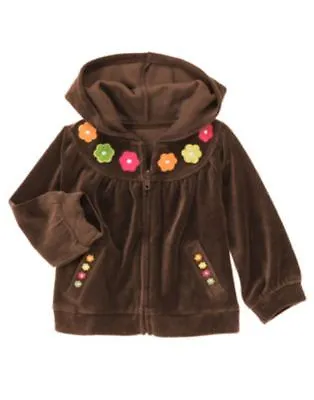 Gymboree FALL FOR AUTUMN Flowers Velour Hoodie Jacket Size 6-12 Months NWT • $5.84