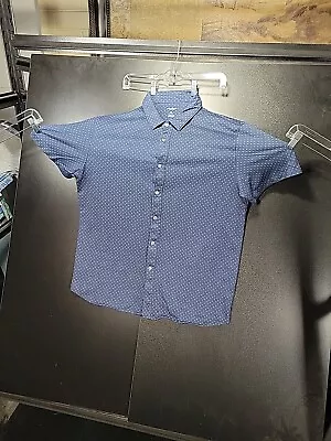 Van Heusen Shirt Men XL Slim Fit Blue Button Up Short Sleeve Never Tuck • $15.20