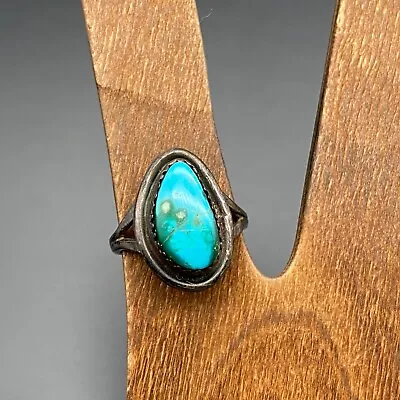 Vintage Navajo Native Turquoise Silver Ring Size 6 • $105