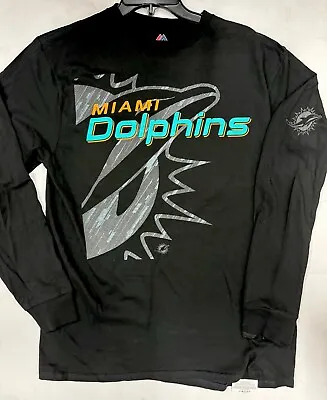 NEW Men's NFL Miami Dolphins Long Sleeve Shirt Majestic Large Black Reflective • $19.99