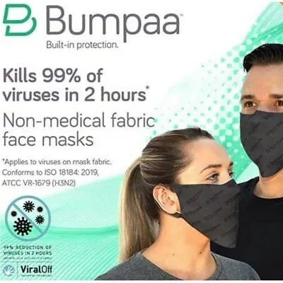Anti-Viral Face Mask Reusable Kills 99% Of Viruses Everyday Viral Off Covering • £6.99