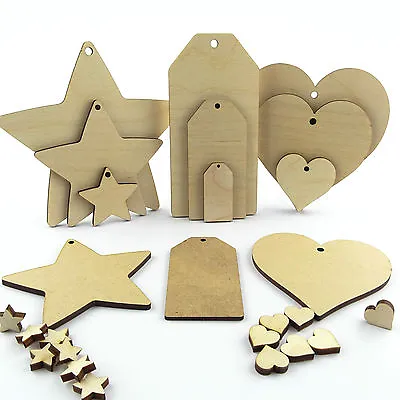 £30.79 • Buy Wooden & MDF Hearts Stars And Luggage Tags. Craft Shapes Blanks And Cut Outs