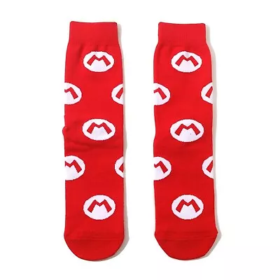 Mario M Super Mario Bros Funny Game Retro Cosplay Anime Cartoon Adult Red Socks • $8.99