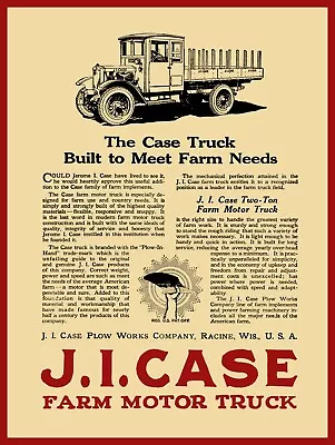 1920 J.I. Case Threshing Machine New Metal Sign: JI Case Farm Motor Truck. • $19.88