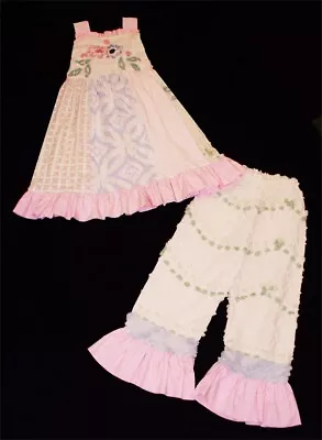 NEW 2-Piece Outfit Vintage Morgan Jones Pink Popcorn Chenille & Others 5 6 7 8 • $125