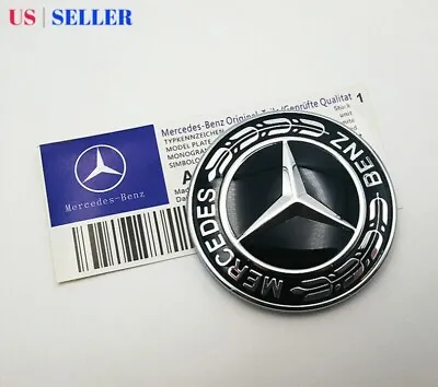 AMG Front Hood Emblem Matte Black Flat Laurel Wreath Badge Mercedes W205 W213 • $19.31