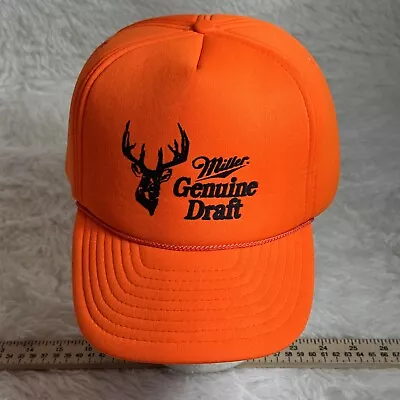 Vintage-Hunter Orange Miller Genuine Draft Beer-Rope SnapBack Hat Cap-Foam Lined • $32.99