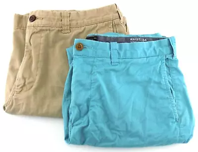 J.CREW Shorts 2 Pair: Rivington & Stretch Men's Size 34W 10.5L Sky-Blue & Khaki • $11.99