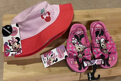 Toddler Girls Size 7/8 Shoes Minnie Mouse & Reversible Bucket Hat NEW Pink • $8