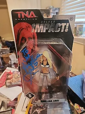 Autographed New Angelina Love Signed TNA Impact Figure Jakks Pacific Series 5 • $55