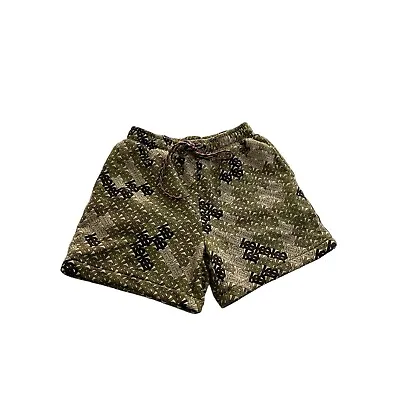 BURBERRY Monogram Print Drawcord Swim Shorts In Green • $221