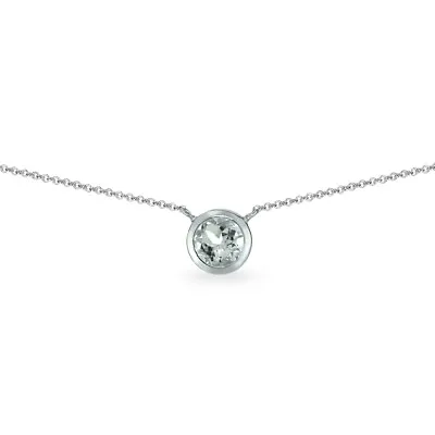 6mm Round Bezel-Set Light Aquamarine Dainty Choker Necklace In Sterling Silver • $23.03