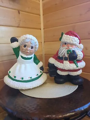 Vintage Glenview Mold Winking Santa Claus And Mrs Claus Ceramic Molds • $50