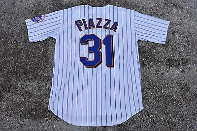 New! New York Mets #31 Mike Piazza White Pinstripe Baseball Jersey Adult Large • $45