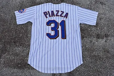 New! New York Mets #31 Mike Piazza White Pinstripe Baseball Jersey Men's Small • $45