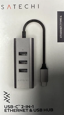 $49 • Buy Satechi USB-C 2-in-1 USB 3.0 3-Port Hub & Ethernet - Space Grey