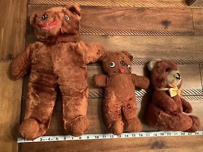 Vintage Lot Of 3 Teddy Bears- Two Appear Homemade One Has A Music Box Inside • $22.99