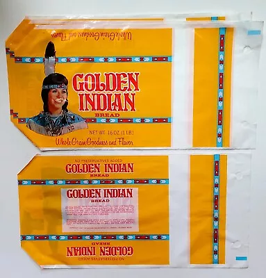 5 Vintage Advertising Golden Indian Bread Bag Wrappers Denver CO • $20