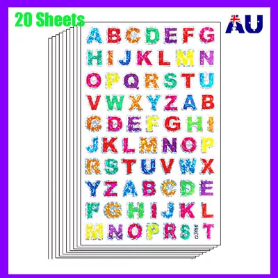 20 Sheets Self Adhesive Glitter Alphabet Letter Stickers Card Making Art Craft • $10.55