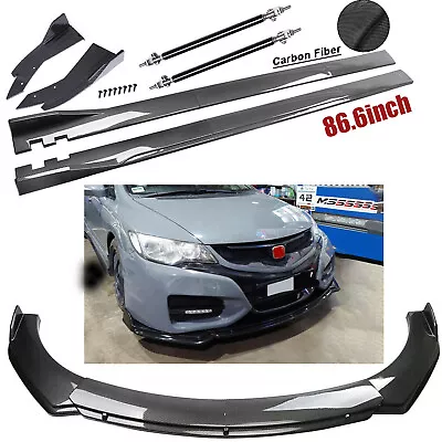 For Honda Civic Type R 06-22 Fiber Front Bumper Lip Spoiler 86.6  Side Skirt Kit • $169.99